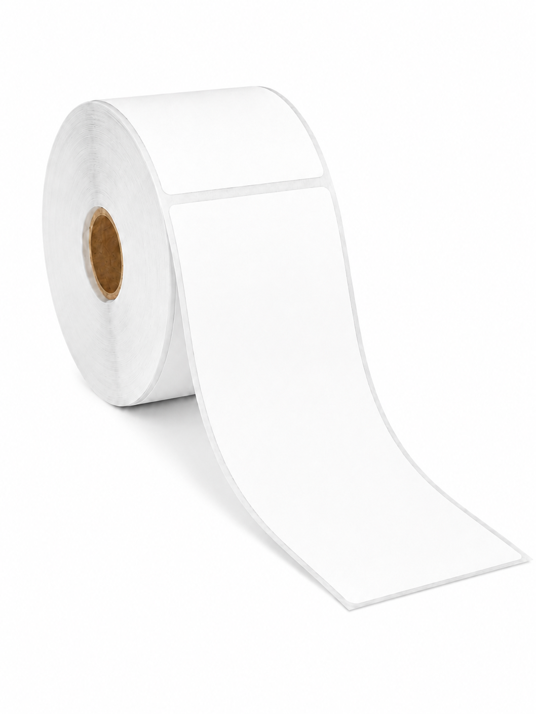 Blank white 2.25" x 0.75" direct thermal label roll, 1" core, 4" OD