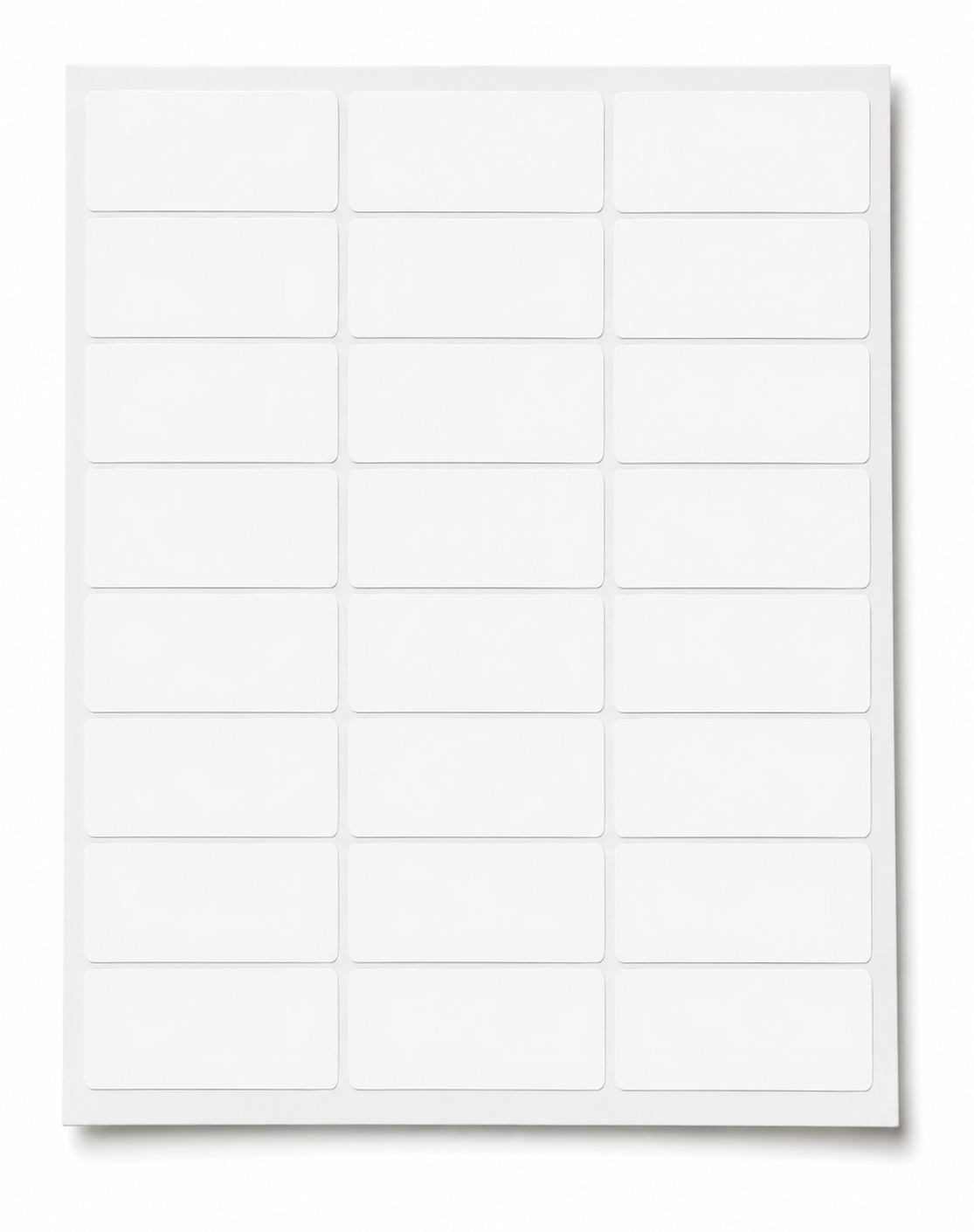 Blank white 2.83" x 1.375" laser sheet labels, 24 labels per sheet
