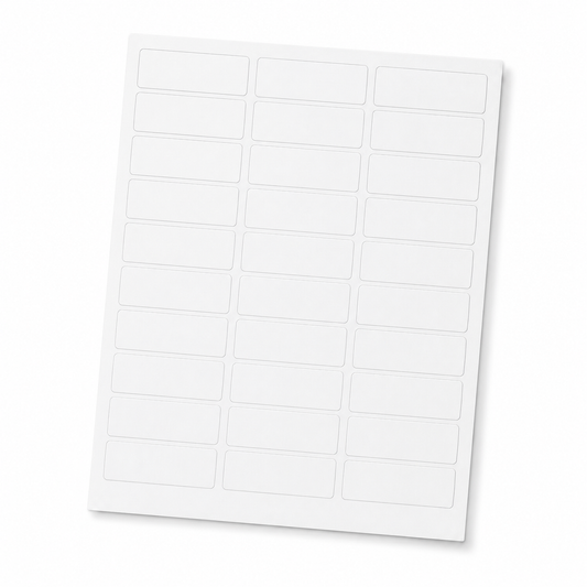 Blank white 2.625" x 1" laser sheet labels, 30 labels per sheet