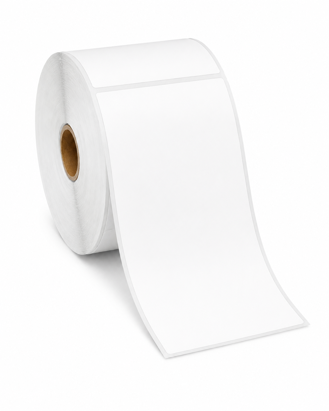 Blank white 4" x 6" direct thermal label roll, 1" core, 4" OD