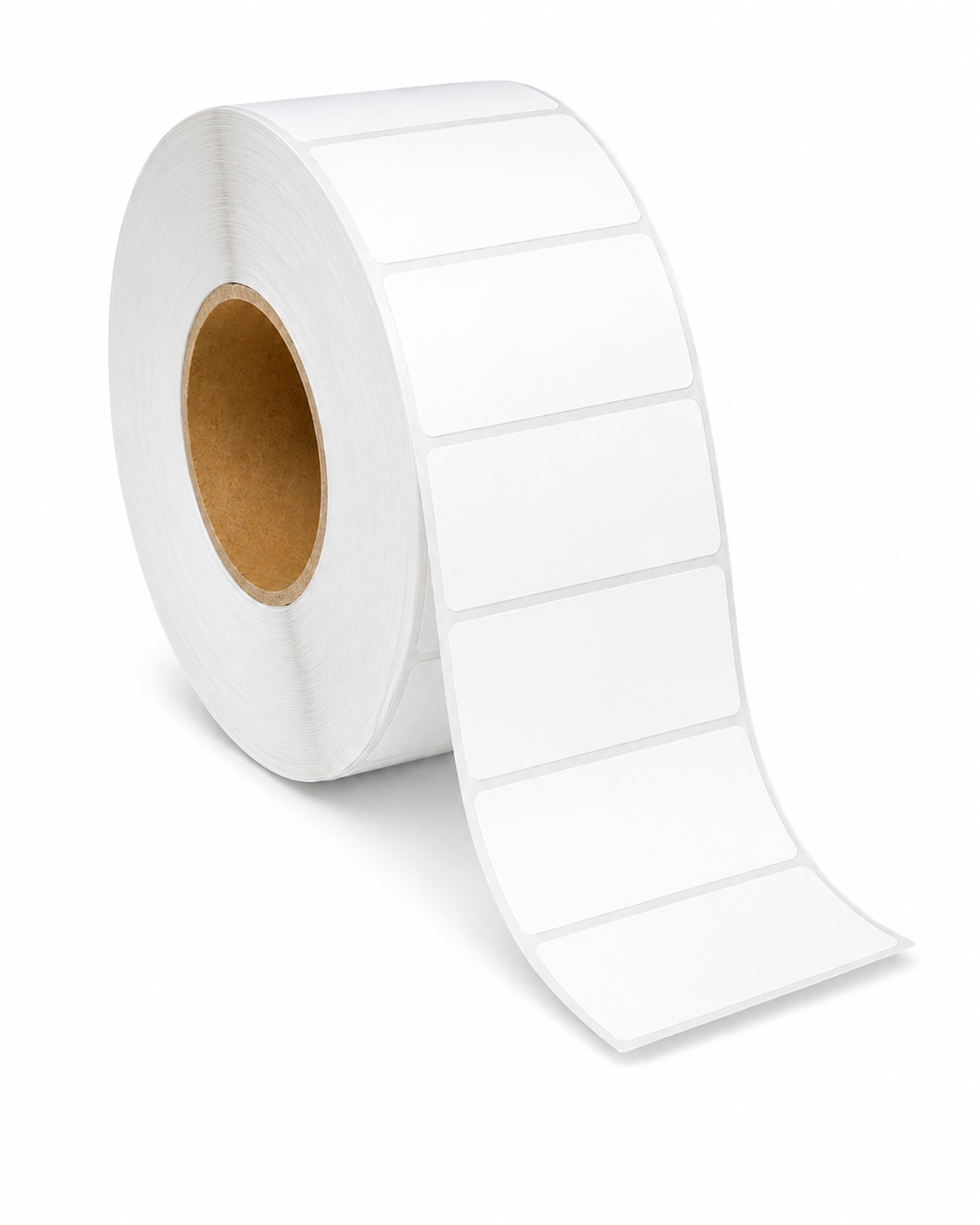 Blank white 4" x 2" thermal transfer label roll, 3" core, 8" OD