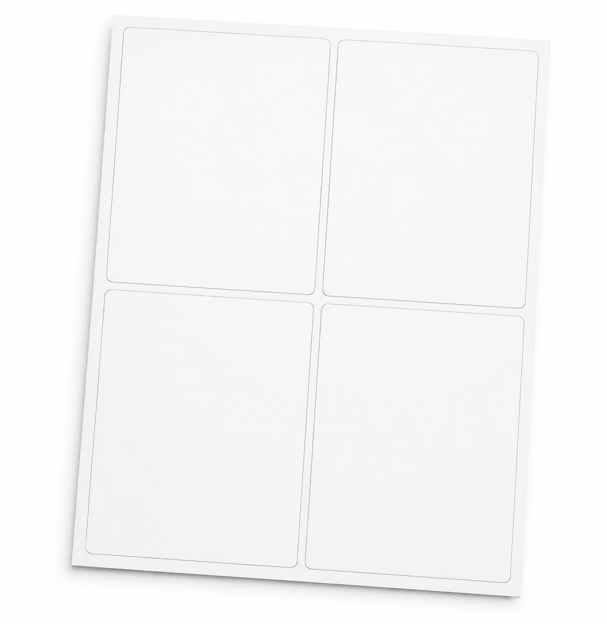 Blank white 4" x 5" laser sheet labels, 4 labels per sheet