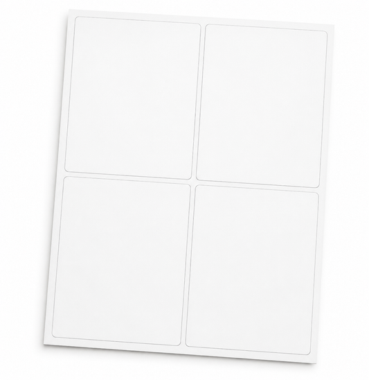 Blank white 4" x 5" laser sheet labels, 4 labels per sheet