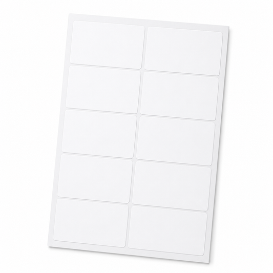 Blank white 4" x 2" laser sheet labels, 10 labels per sheet