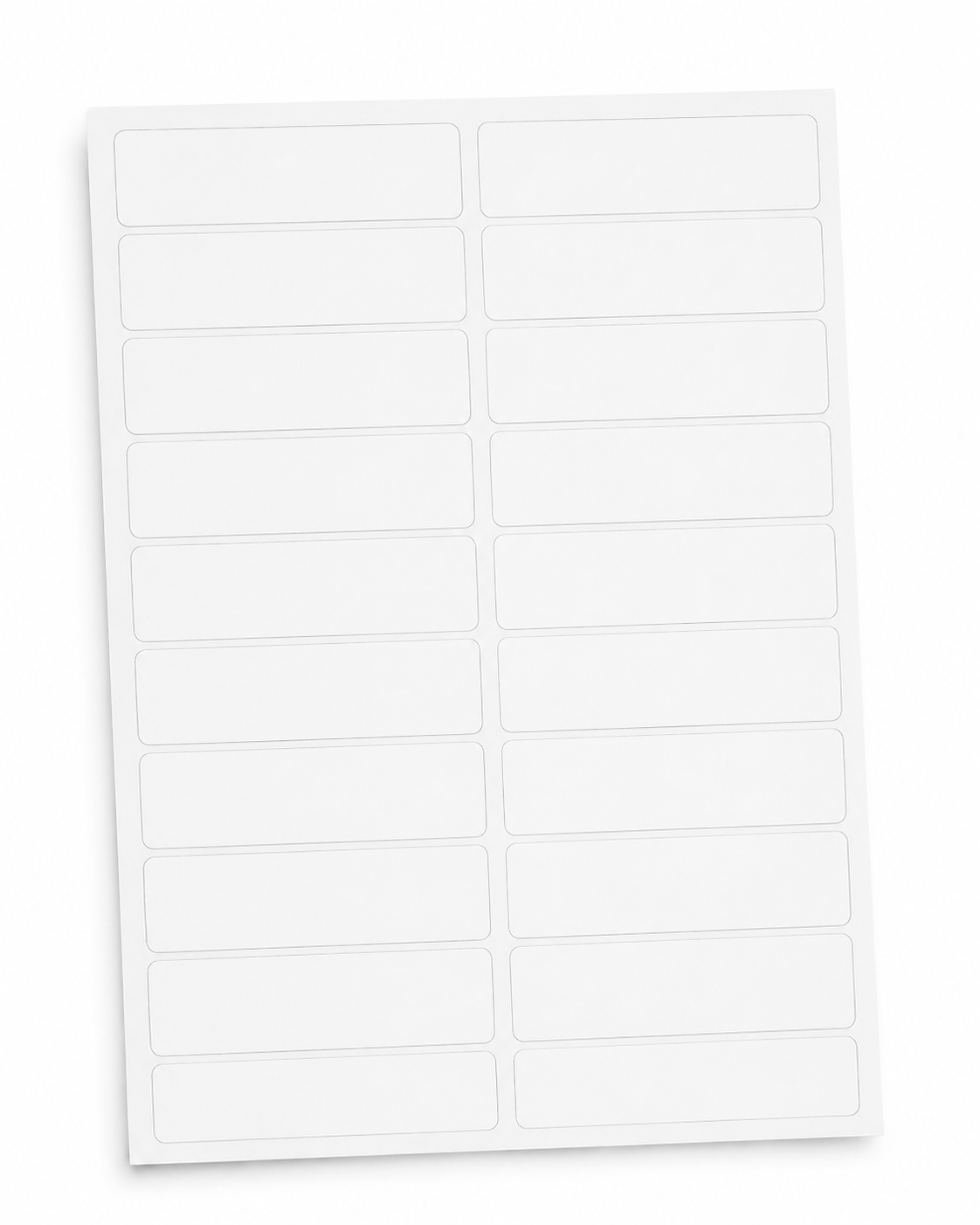 Blank white 4" x 1" laser sheet labels, 20 labels per sheet