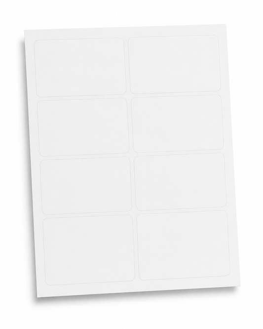 Blank white 4.25" x 2.75" laser sheet labels, 8 labels per sheet