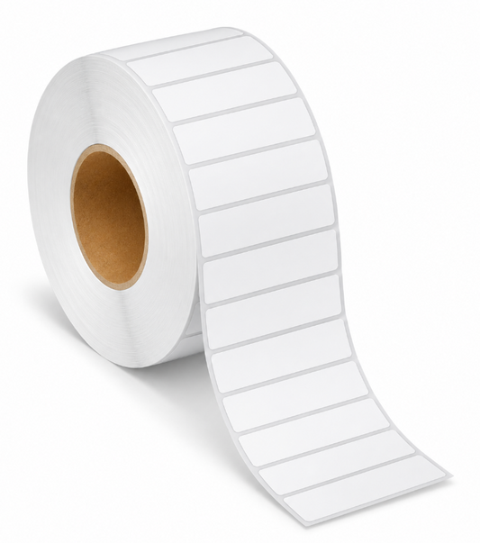 3.5" x 1" Thermal Transfer Labels | Perforated | 3" Core, 8" OD | 6 Rolls/Box